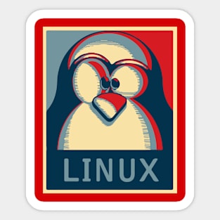 Linux tux penguin obama poster logo Sticker